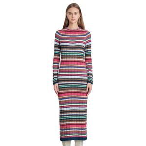 nwot ELEVEN SIX Sweater Dress L Baby-Alpaca Stripe Knit Midi Long-Slv”Caroline”